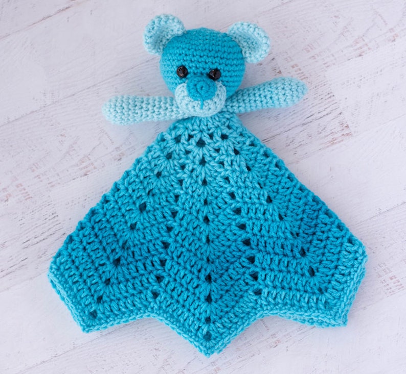 Crochet lovey pattern Bear Crochet Lovey blanket amigurumi Pattern, Blue Baboo crochet bear pattern, CROCHET PATTERN instant download image 2