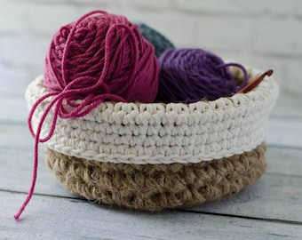 Crochet Jute Basket Pattern, Round Jute Basket Pattern, Crochet Round Basket Pattern, Crochet Pattern PDF