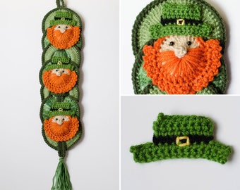 St Patrick's Day CROCHET PATTERN instant download -  Leprechaun Crochet Wall Hanging, Wall Decor, St Patrick's Day Decoration