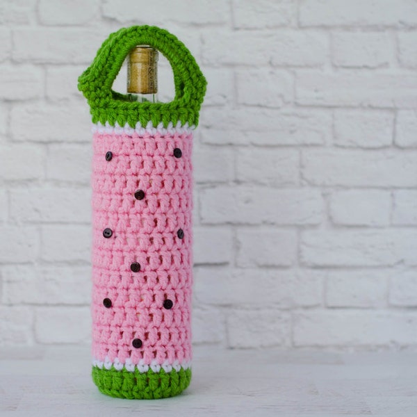 Crochet Wine Bottle Cover Pattern, Crochet Watermelon Pattern, Watermelon Wine Cozy Pattern,Crochet Pattern PDF