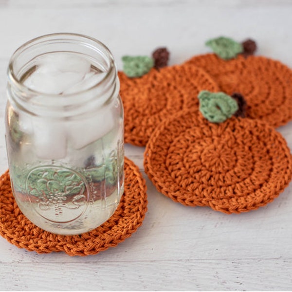 Crochet Pumpkin Coaster Pattern, Crochet Pattern PDF Download