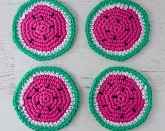 Crochet Watermelon Coasters Pattern, Crochet Coasters Pattern, Crochet Pattern PDF