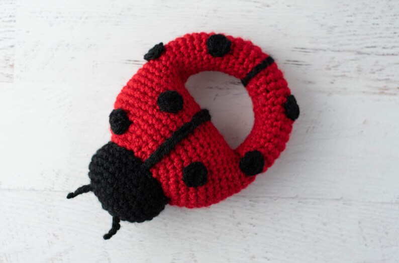 Crochet Rattle Pattern Ladybug pdf pattern Crochet Lady Bug Rattle Pattern Instant Download Crochet Rattle image 2
