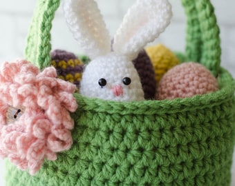 Crochet Easter Basket Pattern, Crochet Easter Eggs Pattern, Crochet Easter Egg Bunny Pattern, Easter Basket Crochet Pattern, Pattern-PDF