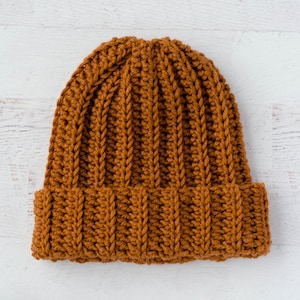 CROCHET PATTERN- Quick & Easy Crochet Hat Pattern, Ribbed Wonder Beanie PDF, Beginner Crochet Chunky Hat Pattern, Multiple Sizes, Winter Hat
