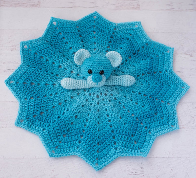 Crochet lovey pattern Bear Crochet Lovey blanket amigurumi Pattern, Blue Baboo crochet bear pattern, CROCHET PATTERN instant download image 4