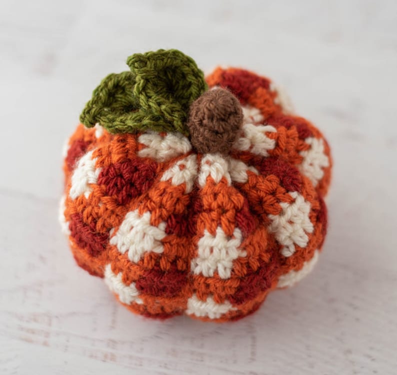 Crochet Plaid Pumpkin Pattern, PDF Pattern for a plaid pumpkin, INSTANT Download Pattern PDF image 4