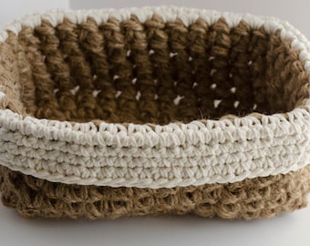 Crochet Jute Basket Pattern, Rectangle Jute Basket Pattern, Crochet Basket Pattern, Crochet Pattern PDF