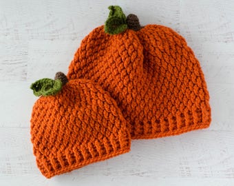 Crochet Pumpkin Hat Pattern, Pumpkin Hats for the Family, Crochet Hat Pattern, Crochet Beanie Pattern, Cap Crochet Pattern