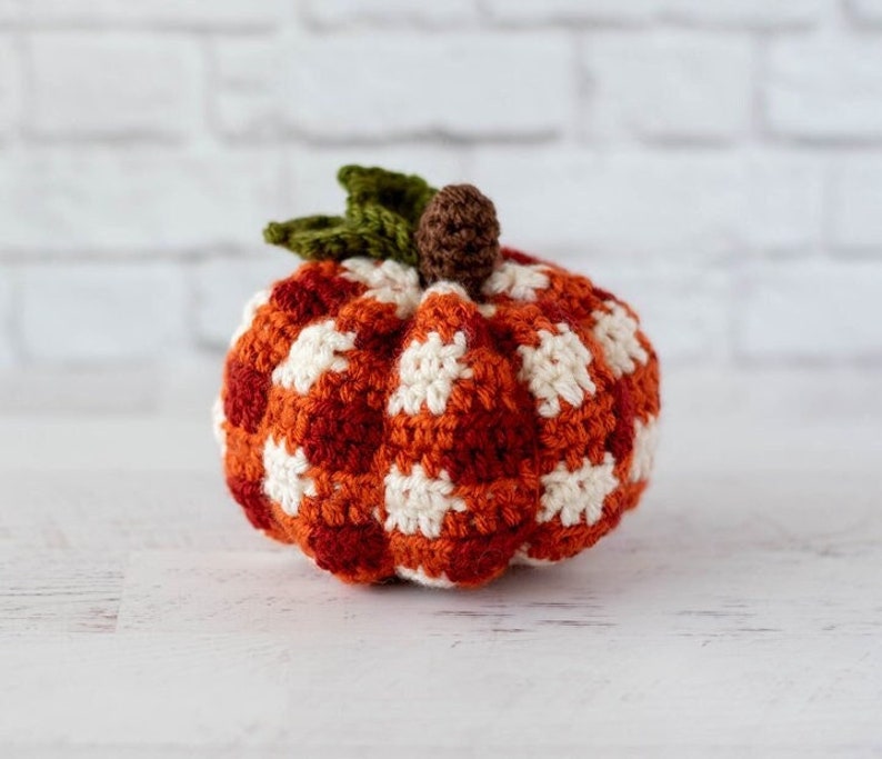 Crochet Plaid Pumpkin Pattern, PDF Pattern for a plaid pumpkin, INSTANT Download Pattern PDF image 2