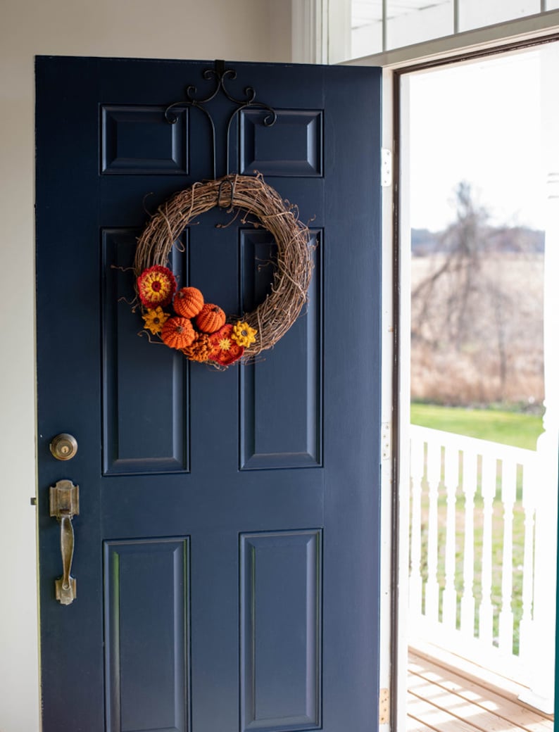 Fabulous Fall Crochet Wreath pattern Wreath Pattern PDF Crochet Pumpkins & Fall Flowers on Grapevine Wreath, CROCHET PATTERN download image 2