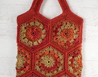 Hexagon Crochet Tote Bag Pattern, Hexagon Granny Crochet Pattern,  Crochet hexagon purse pattern, Instant Download PDF