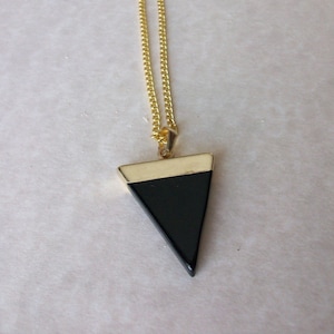 Black Onyx Necklace • Black Onyx Pendant • Genuine Black Onyx Triangle Necklace • Healing Gemstone • Layering Necklace • Affordable Gift