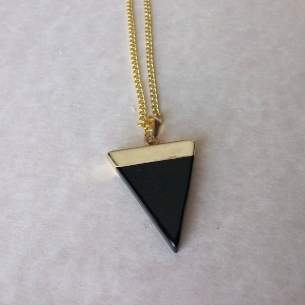 Black Onyx Necklace, Black Onyx Pendant, Genuine Black Onyx Triangle Necklace, Healing Gemstone, Layering Necklace, Gemstone Appeal, GSA