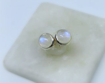 Rainbow Moonstone Earrings, Moonstone Stud Earrings, Sterling Silver Rainbow Moonstone Earrings, June Birthstone, Gemstone Appeal, GSA