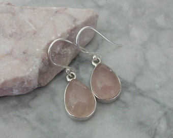 Rose Quartz Earrings, Sterling Silver Rose Quartz Earrings, Rose Quartz Dangle Earrings, Genuine Rose Quartz Earrings, Gemstone Appeal, GSA