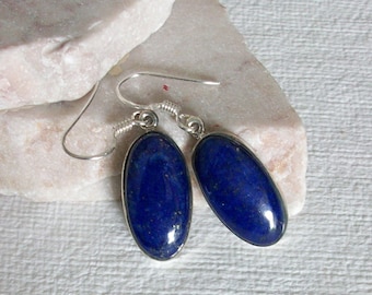 Lapis Lazuli Earrings, Sterling Silver Lapis Earrings, Genuine Lapis Lazuli Earrings, Blue Lapis Drop Earrings, Gemstone Appeal, GSA