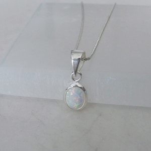 Opal Necklace Sterling Silver • Opal Pendant • White Opal Sterling Necklace • October Birthstone • Petite Opal Necklace • Sterling Opal Gift