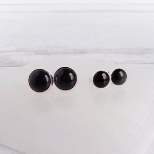 Black Onyx Earrings Sterling Silver Stud Earrings • Round Gemstone Earrings • Black Onyx Stud Earrings • 4mm 6mm 8mm Gemstone Stud Earrings