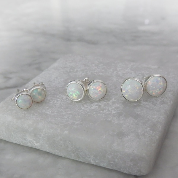 White Opal Earrings, Sterling White Opal Earrings, Opal Stud Earrings, Fire Opal Earrings, October Birthstone Earrings, Gemstone Appeal, GSA