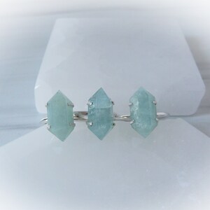 Gemstone Point Ring Sterling Silver • Aquamarine Point Ring • Sterling Silver Gemstone Point Ring • Healing Gemstone Point Ring