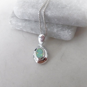 Opal Necklace, White Opal Pendant, White Opal Sterling Necklace, October Birthstone, Oval Opal Necklace, Sterling Opal, Gemstone Appeal, GSA image 1