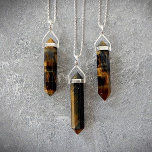 Tiger Eye Necklace • Blue Tiger Eye Point Pendant • Sterling Gemstone Point • Crystal Necklace • Layering Necklace • Gemstone Appeal • GSA