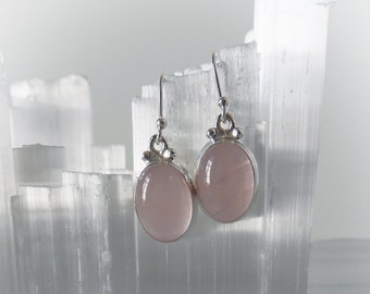 Rose Quartz Earrings, Sterling Silver Rose Quartz Earrings, Rose Quartz Dangle Earrings, Genuine Rose Quartz Earring, Gemstone Appeal, GSA