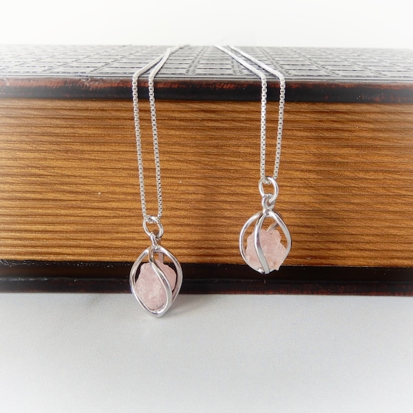 Morganite Necklace, Sterling Silver Morganite Pendant, Raw Morganite Necklace, Gift For Her, Rough Gemstone Necklace, GemStoneAppeal, GSA