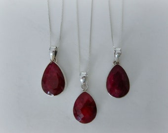 Ruby Necklace, Ruby Pendant, Silver Ruby Necklace, Genuine Ruby Gemstone, July Birthstone, Red Ruby Necklace, Gemstone Appeal, GSA