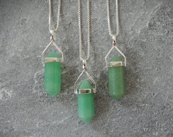 Aventurine Necklace Sterling Silver • Aventurine Point •Gemstone Points Sterling Silver • Healing Crystal • Layering Necklace • Holiday Gift