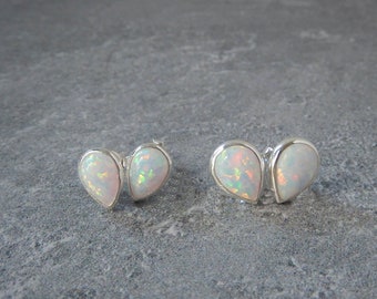 White Opal Earrings, Sterling Silver White Opal Earrings, Sparkly Teardrop Opal Earrings, October Birthstone Earrings, Gemstone Appeal, GSA