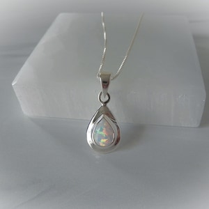 Opal Necklace, White Opal Pendant, White Opal Sterling Necklace, October Birthstone, Pear Opal Necklace, Sterling Opal, Gemstone Appeal, GSA