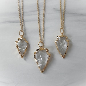Quartz Crystal Arrowhead Necklace, Genuine Quartz Crystal Arrow Pendant, Layering Necklace, Healing Crystal Necklace, Gemstone Appeal, GSA