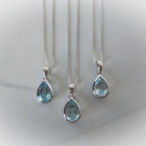 Collar de topacio azul, colgante de topacio azul, topacio azul de ley, topacio azul auténtico, joyería de boda, piedra de nacimiento de diciembre, atractivo para piedras preciosas, GSA