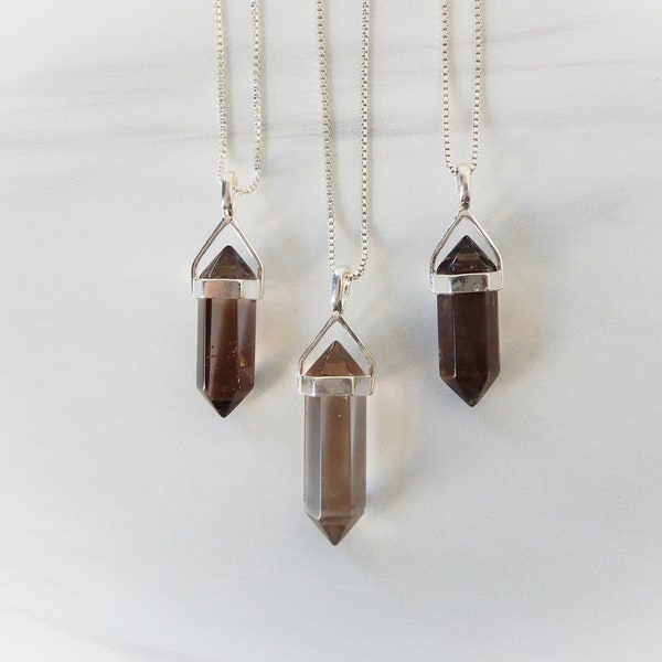 Smoky Quartz Necklace, Silver Smoky Quartz Point, Sterling Gemstone Point, Healing Crystal Necklace, Layering Necklace, Gemstone Appeal, GSA