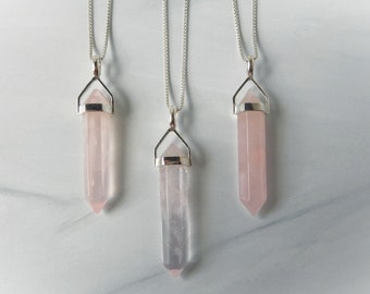 Rose Quartz Necklace, Raw Rose Quartz Necklace, Rose Quartz Sterling Necklace, Real Rose Quartz, Healing Gemstone, Gemstone Appeal, GSA