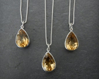 Citrine Necklace • Yellow Gemstone Pendant • Teardrop Semi Precious Gemstone • Healing Crystal • November Birthstone • Gemstone Appeal • GSA