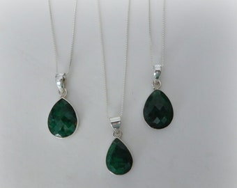 Emerald Necklace, Emerald Pendant, Genuine Emerald,  Green Emerald Pendant, Teardrop Emerald Necklace, May Birthstone, Gemstone Appeal, GSA