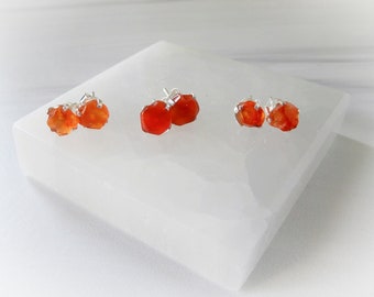 Raw Carnelian Gemstone Earrings, Carnelian Crystal Earrings, Rough Stud Earrings, Carnelian Jewelry, Healing Gemstone,Gemstone Appeal, GSA