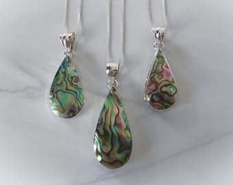 Paua Shell Necklace, Abalone Shell Pendant, Sterling Silver Paua Shell Necklace, Genuine Paua Shell Necklace, Gemstone Appeal, GSA