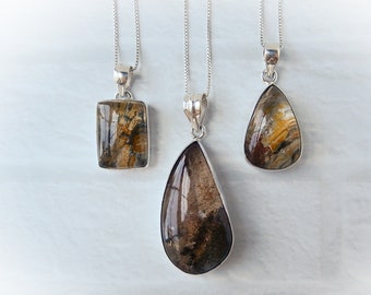 Garden Quartz Pendant Sterling Silver • Lodolite Gemstone• Phantom Quartz Necklace • Crystal Garden Stones • Gift for Crystal Lover