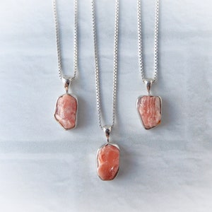 Rhodochrosite Necklace Sterling Silver • Rhodochrosite Pendant • Genuine Natural Rhodochrosite • Sterling Rhodochrosite Necklace