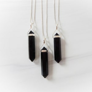 Black Agate Necklace • Black Agate Point Pendant • Genuine Black Agate • Sterling Silver  Genuine Gemstone Point  • Affordable Gift