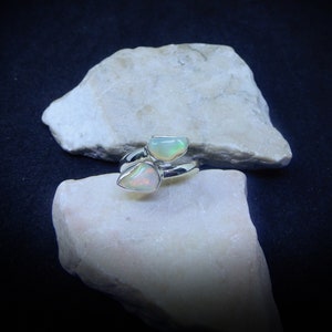 Opal Ring Sterling Silver • Ethiopian Opal Rings • Sterling Silver Raw Opal Rings• October Birthstone Jewelry • Rough Gemstone Rings