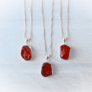 Carneoolketting, carneoolhanger, echte natuurlijke carneool, sterling carneoolketting, ruwe kristallen ketting, edelsteenberoep, GSA