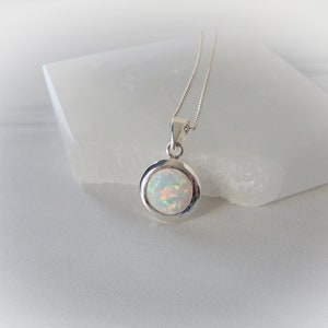 Opal Necklace, White Opal Pendant, White Opal Sterling Necklace, October Birthstone, Oval Opal Necklace, Sterling Opal, Gemstone Appeal, GSA