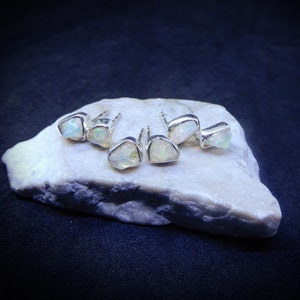 Ethiopian Opal Earrings Sterling Silver • Opal Earrings • Raw Ethiopian Opal Earrings • October Birthstone Earrings • Affordable Earrings