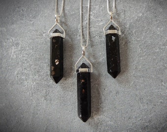 Anthophyllite Necklace Sterling Silver • Anthophyllite Point • Genuine Anthophyllite With Biotitic Pendant • Healing Crystal