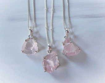 Raw Rose Quartz Necklace, Rose Quartz Pendant, Raw Quartz Necklace, Raw Crystal Jewelry, Natural Rose Quartz,Pink Stone, GemStoneAppeal, GSA